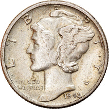 Coin, United States, Mercury Dime, Dime, 1942, U.S. Mint, Philadelphia