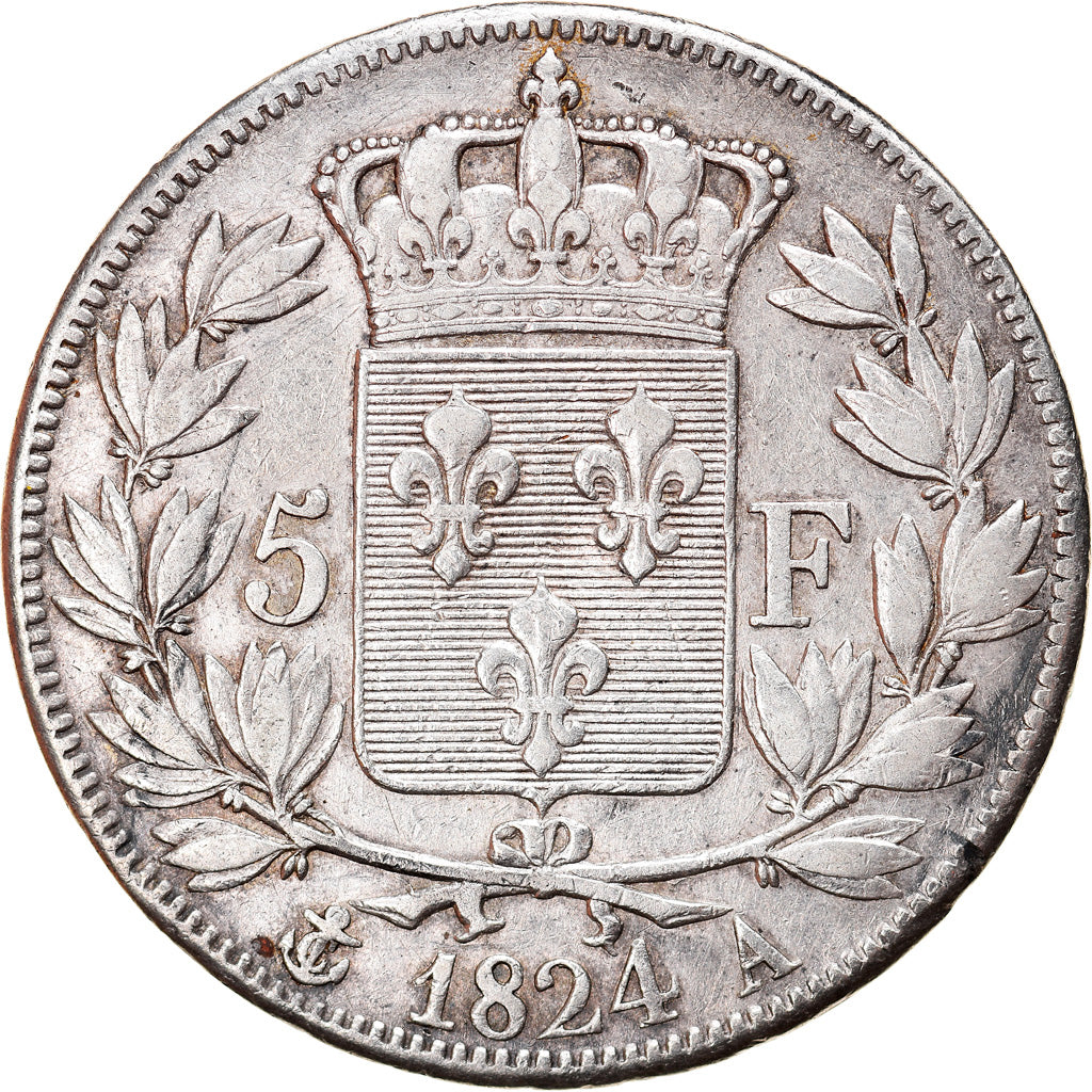 Monnaie, France, Louis XVIII, Louis XVIII, 5 Francs, 1824, Paris, TB+, Argent
