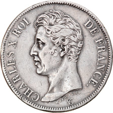 Moneda, Francia, Charles X, 5 Francs, 1826, Paris, BC+, Plata, KM:720.1