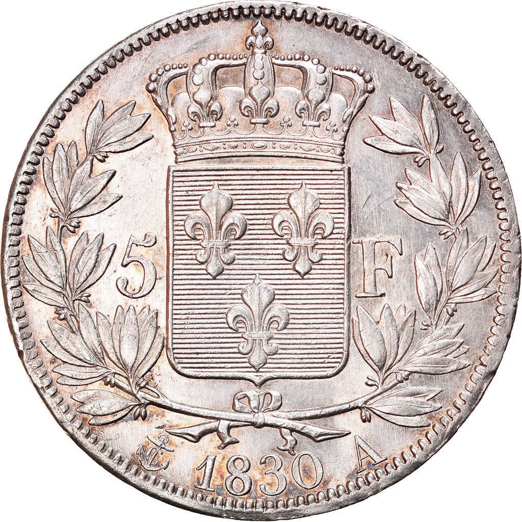 Moneda, Francia, Charles X, 5 Francs, 1830, Paris, EBC, Plata, KM:728.1