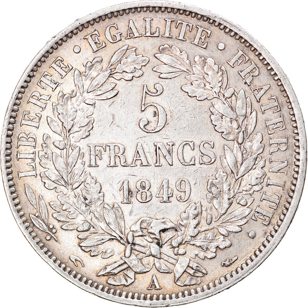 Coin, France, Cérès, 5 Francs, 1849, Paris, EF(40-45), Silver, KM:761.1
