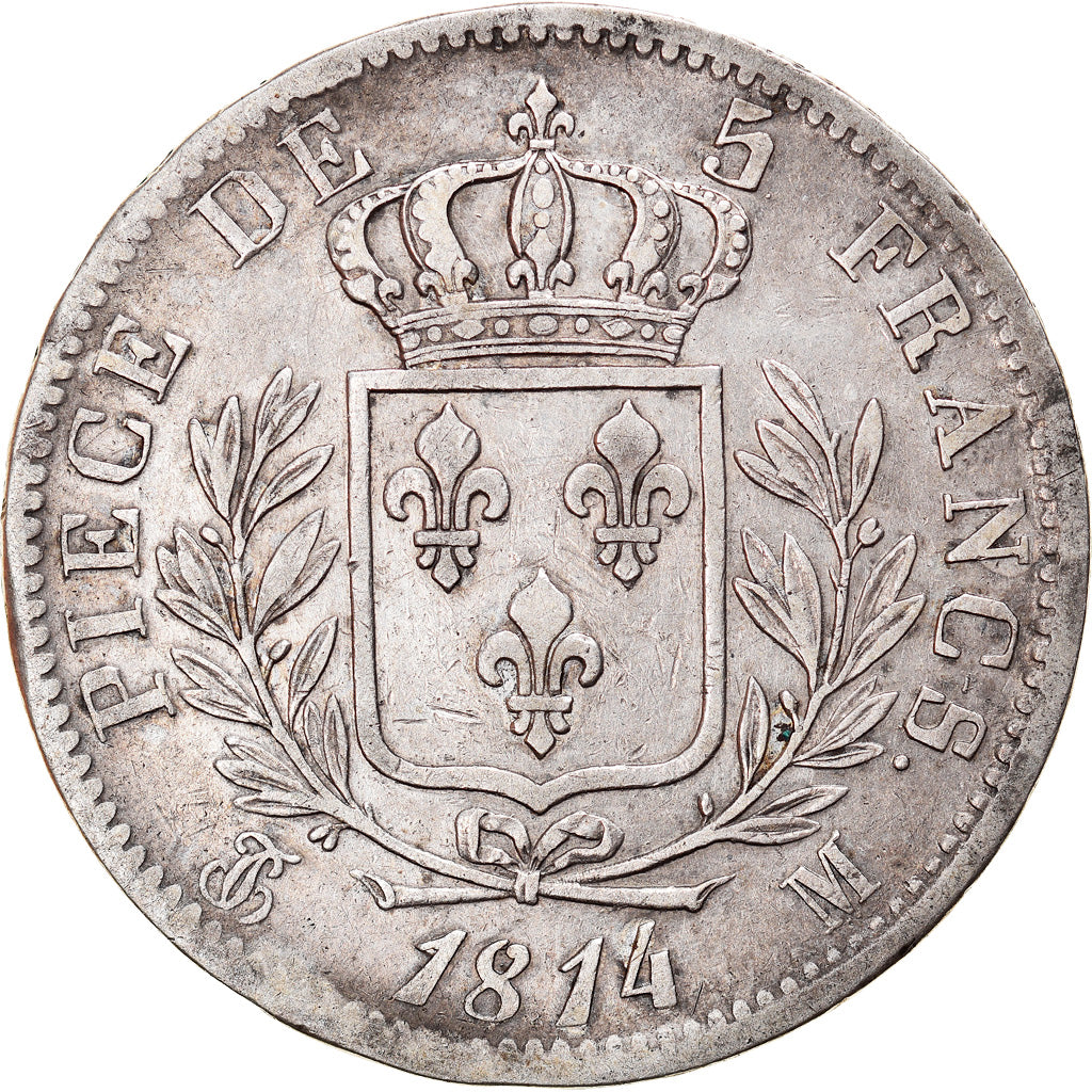 Coin, France, Louis XVIII, Louis XVIII, 5 Francs, 1814, Toulouse, EF(40-45)