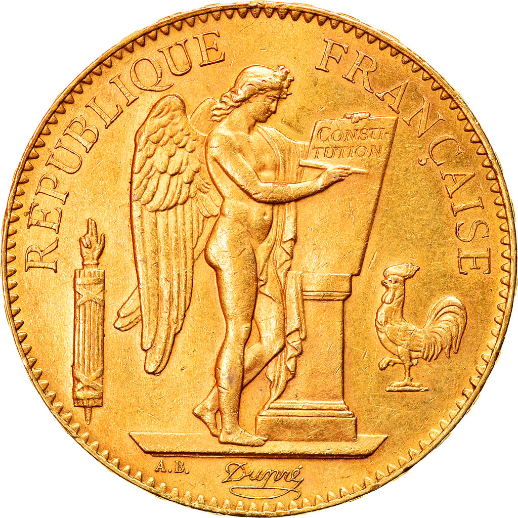 Moneda, Francia, Génie, 100 Francs, 1886, Paris, MBC+, Oro, KM:832