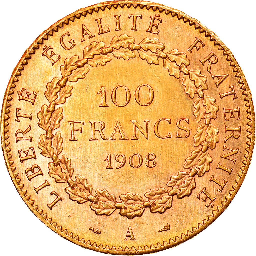 Münze, Frankreich, Génie, 100 Francs, 1908, Paris, SS+, Gold, KM:858