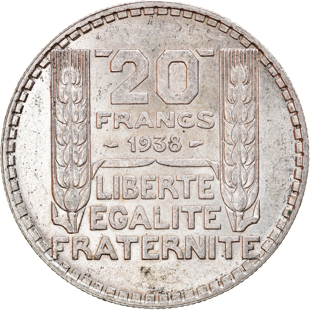 Munten, Frankrijk, Turin, 20 Francs, 1938, Paris, ZF+, Zilver, KM:879