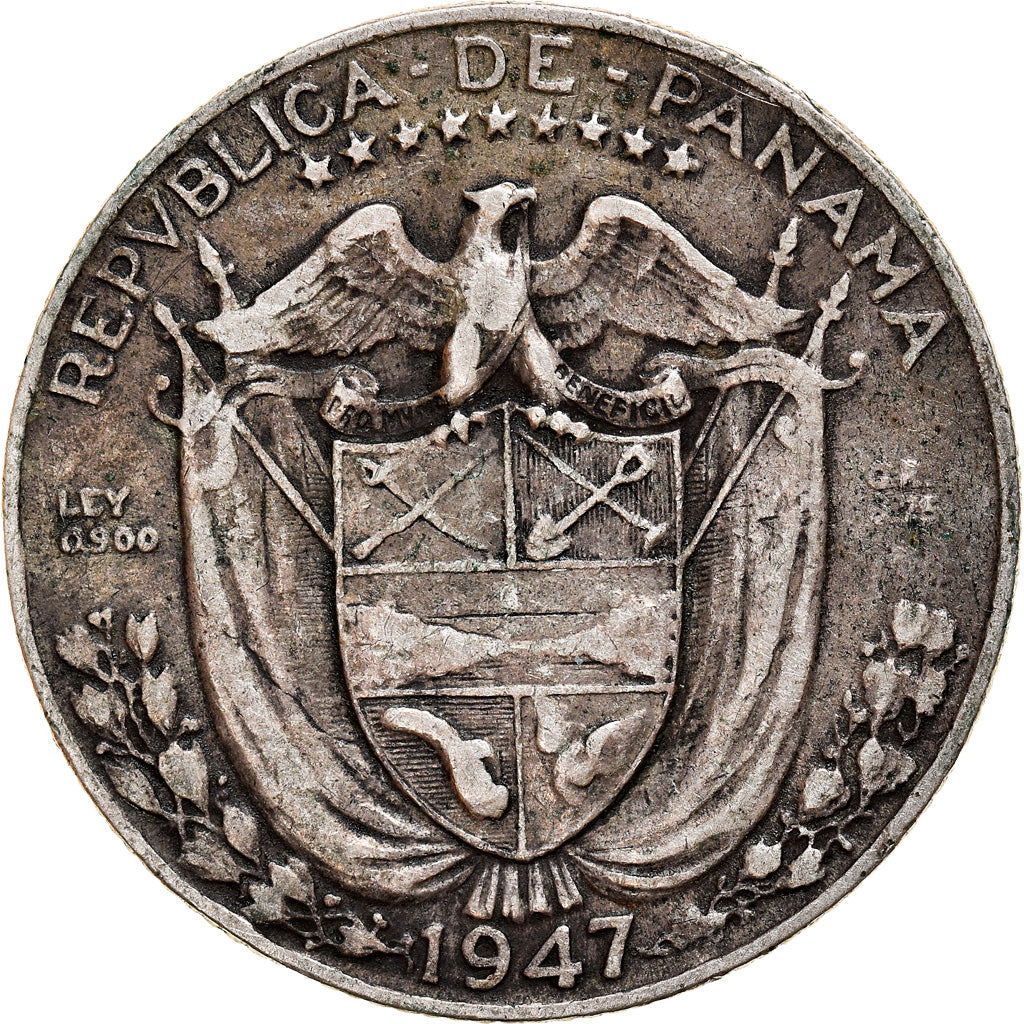 Coin, Panama, 1/4 Balboa, 1947, EF(40-45), Silver, KM:11.1