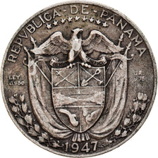 Coin, Panama, 1/4 Balboa, 1947, EF(40-45), Silver, KM:11.1