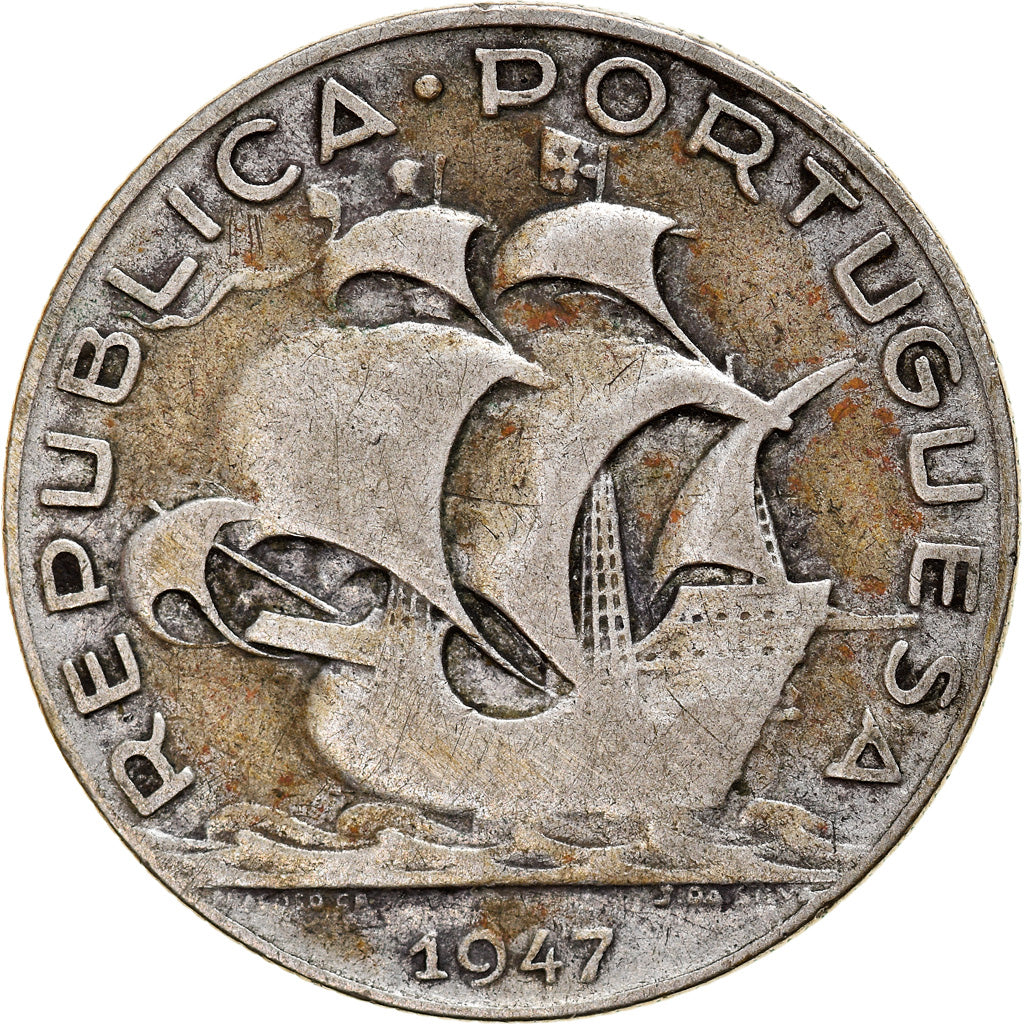 Moneda, Portugal, 5 Escudos, 1947, BC+, Plata, KM:581