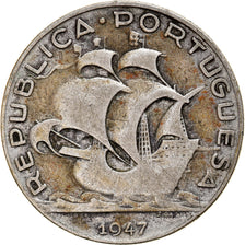 Moneda, Portugal, 5 Escudos, 1947, BC+, Plata, KM:581