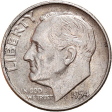 Coin, United States, Roosevelt Dime, Dime, 1954, U.S. Mint, Philadelphia