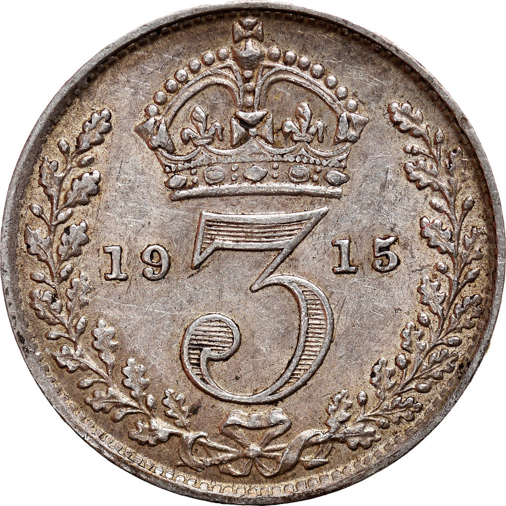 Coin, Great Britain, George V, 3 Pence, 1915, AU(50-53), Silver, KM:813