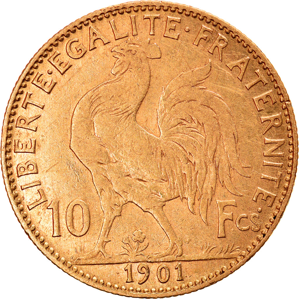 Moneda, Francia, Marianne, 10 Francs, 1901, Paris, MBC, Oro, KM:846