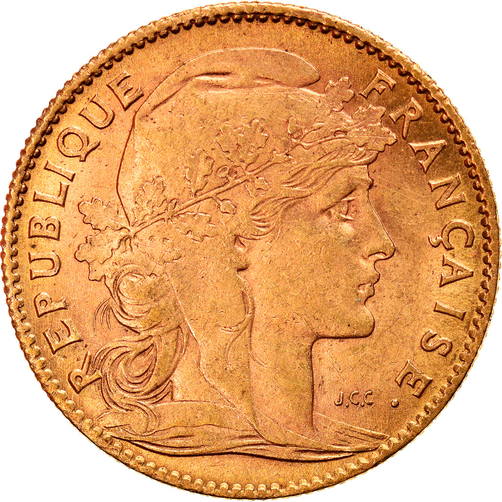 Munten, Frankrijk, Marianne, 10 Francs, 1910, Paris, ZF+, Goud, KM:846