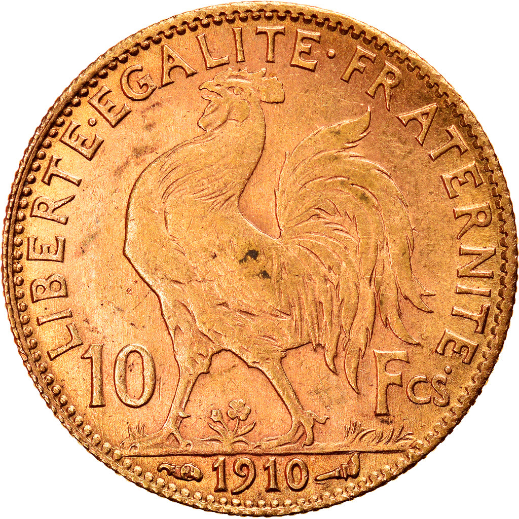 Munten, Frankrijk, Marianne, 10 Francs, 1910, Paris, ZF+, Goud, KM:846