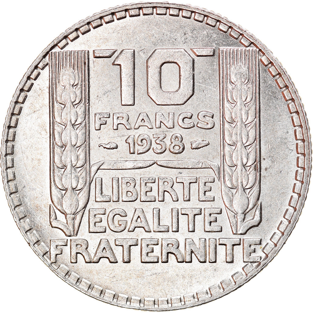 Munten, Frankrijk, Turin, 10 Francs, 1938, Paris, PR, Zilver, KM:878