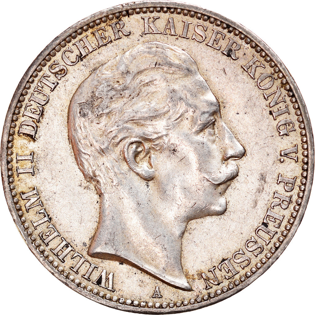 Coin, German States, PRUSSIA, Wilhelm II, 3 Mark, 1909, Berlin, AU(50-53)