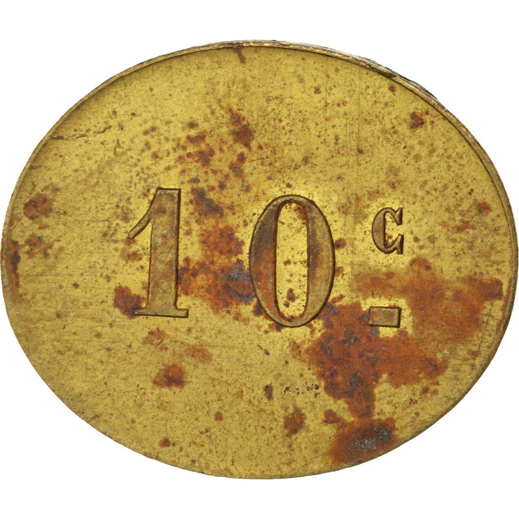 France, 10 Centimes, EF(40-45), Brass, Elie #30.1, 2.30