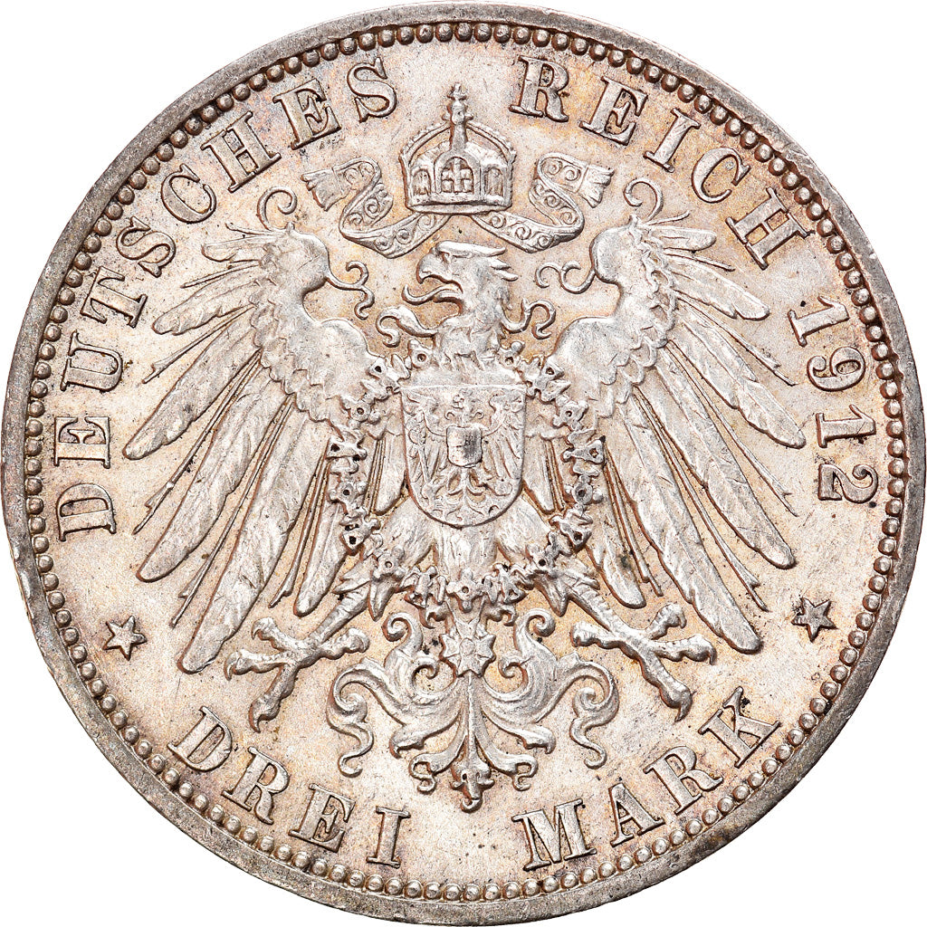 Monnaie, Etats allemands, PRUSSIA, Wilhelm II, 3 Mark, 1912, Berlin, TTB+
