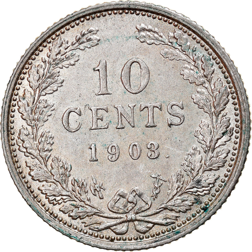 Moneta, Paesi Bassi, Wilhelmina I, 10 Cents, 1903, SPL-, Argento, KM:135