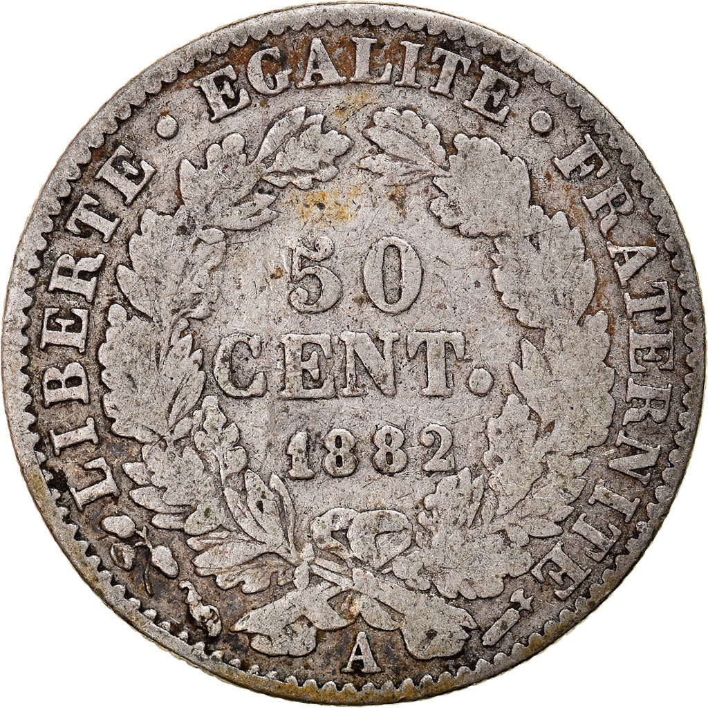 Münze, Frankreich, Cérès, 50 Centimes, 1882, Paris, S+, Silber, KM:834.1