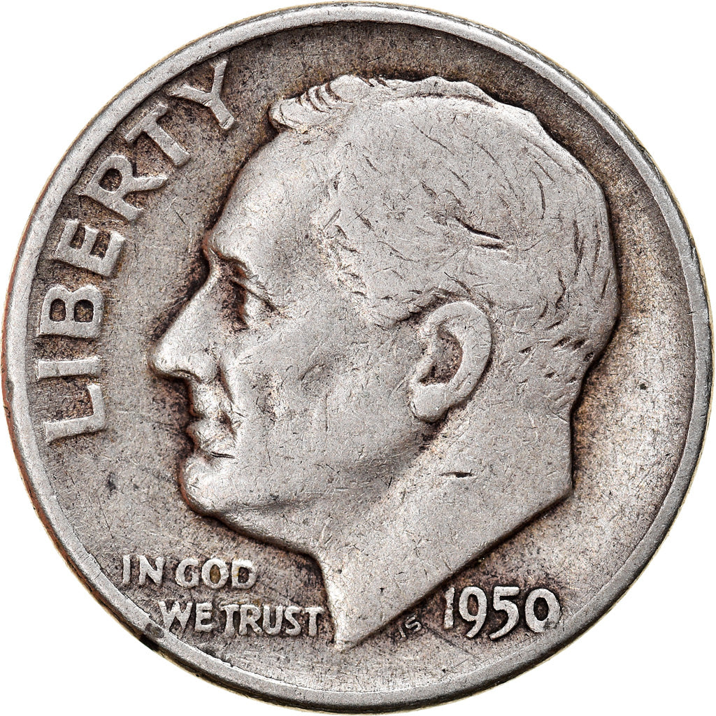 Coin, United States, Roosevelt Dime, Dime, 1950, U.S. Mint, Philadelphia