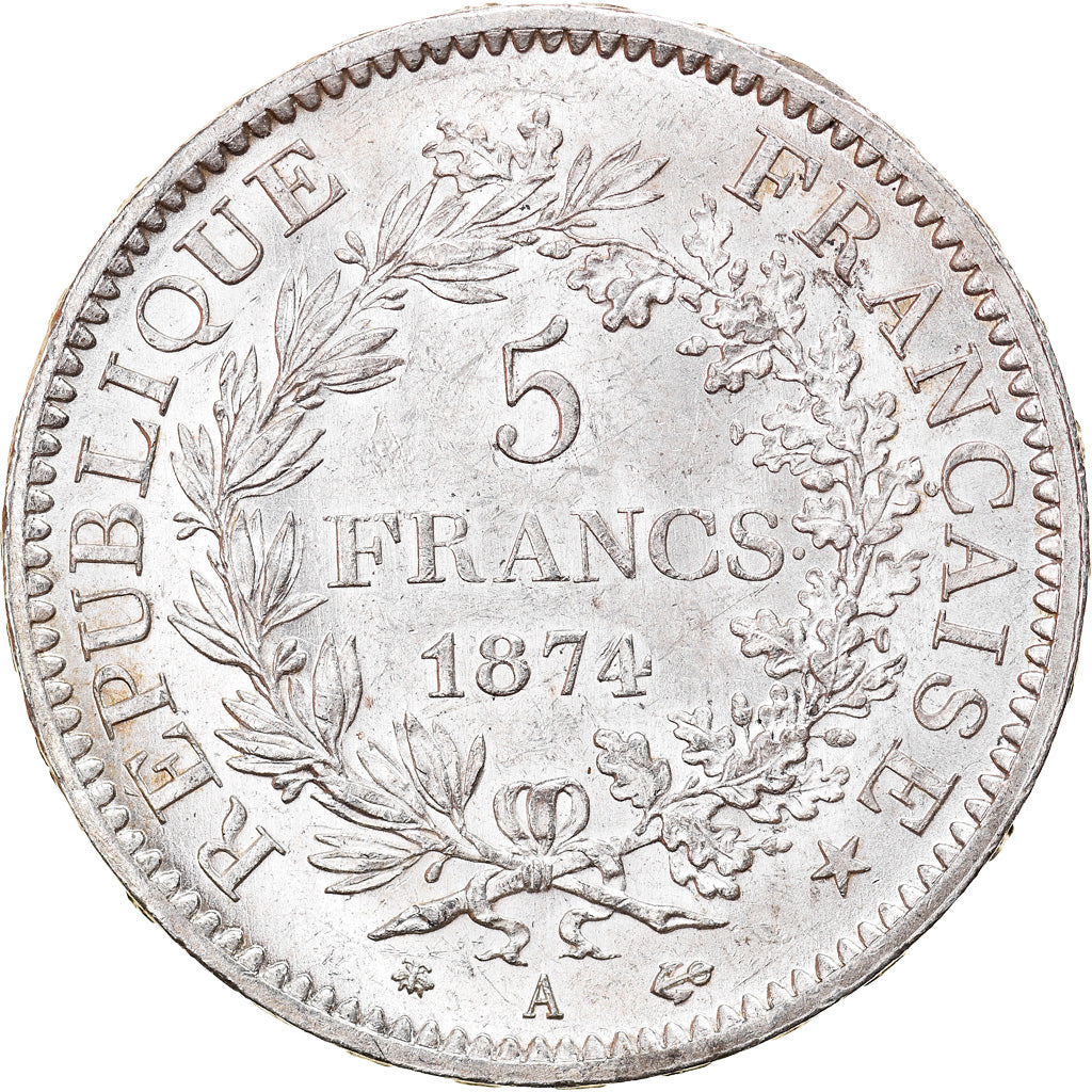 Coin, France, Hercule, 5 Francs, 1874, Paris, MS(60-62), Silver, KM:820.1