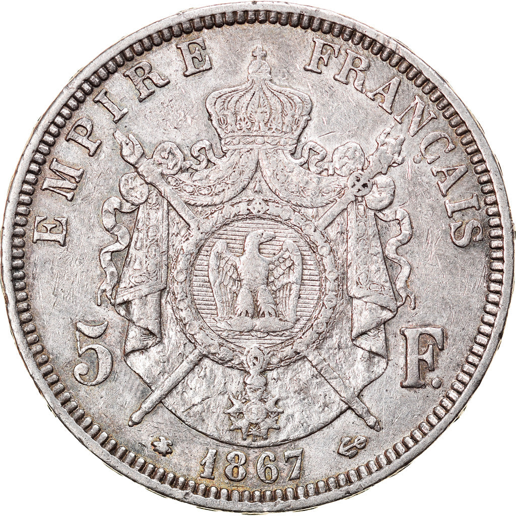 Monnaie, France, Napoleon III, Napoléon III, 5 Francs, 1867, Paris, TTB