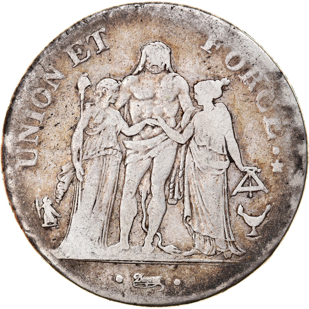 Monnaie, France, Union et Force, 5 Francs, AN 6, Bordeaux, TB, Argent