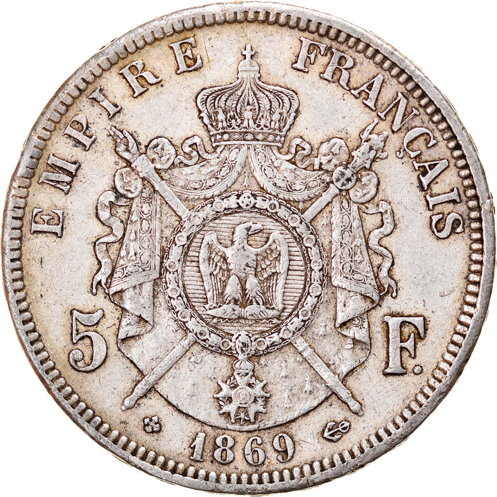 Coin, France, Napoléon III, 5 Francs, 1869, Strasbourg, EF(40-45), Silver
