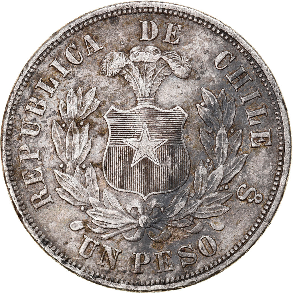 Munten, Chili, Peso, 1881, Santiago, FR+, Zilver, KM:142.1