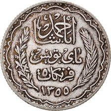 Coin, Tunisia, Ahmad Pasha Bey, 5 Francs, 1936/AH1355, Paris, EF(40-45), Silver