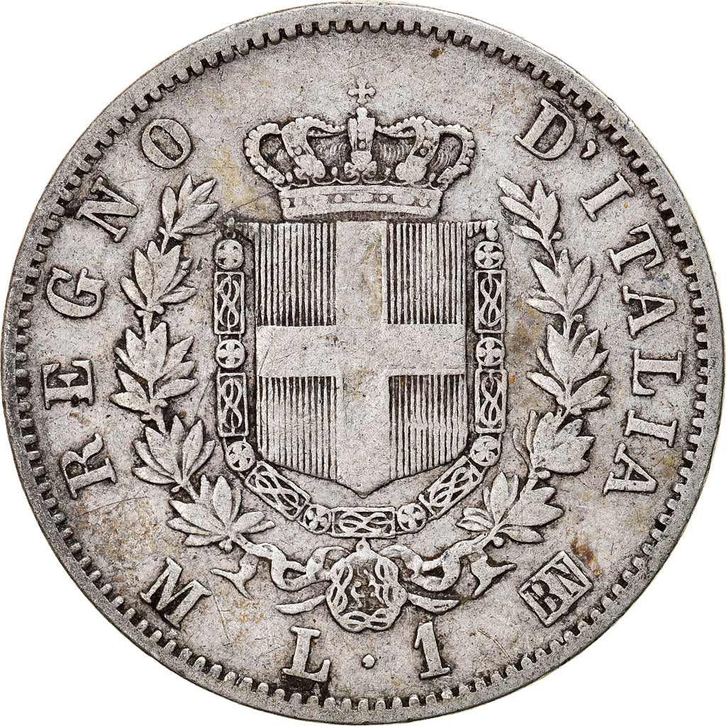 Coin, Italy, Vittorio Emanuele II, Lira, 1863, Milan, VF(30-35), Silver, KM:5a.1