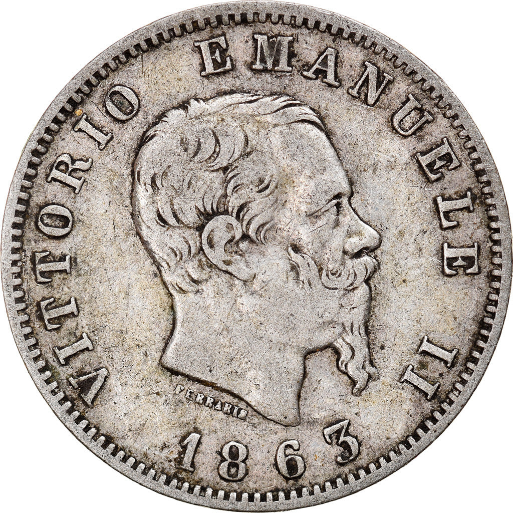 Coin, Italy, Vittorio Emanuele II, Lira, 1863, Milan, EF(40-45), Silver, KM:5a.1