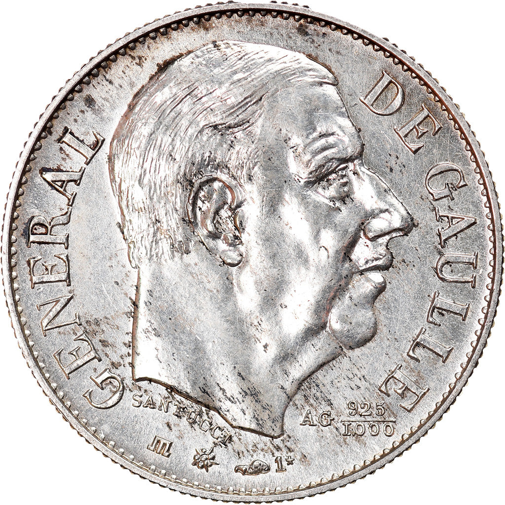 Francia, medaglia, Général De Gaulle, 1980, Santucci, FDC, Argento
