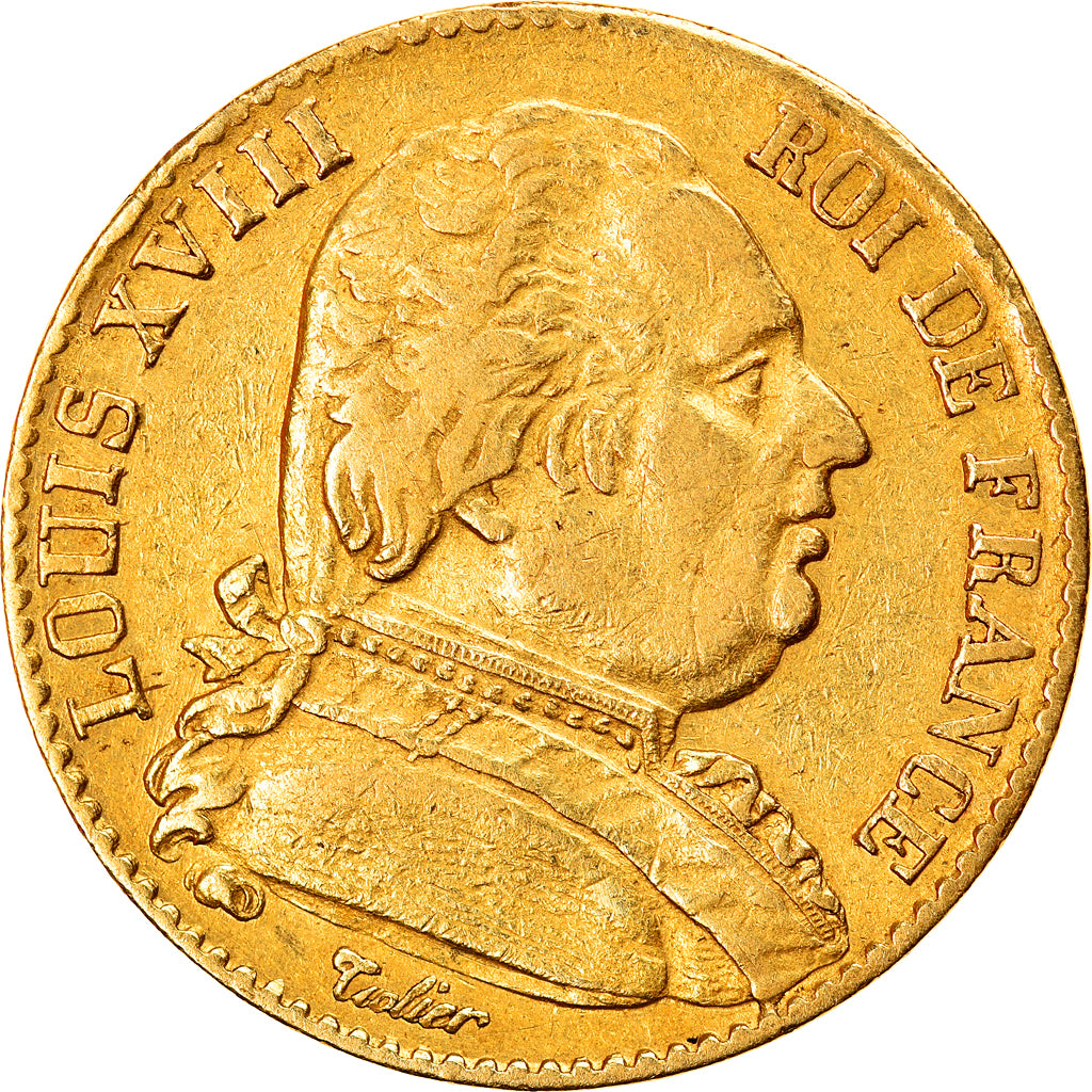 Coin, France, Louis XVIII, Louis XVIII, 20 Francs, 1815, Rouen, EF(40-45), Gold