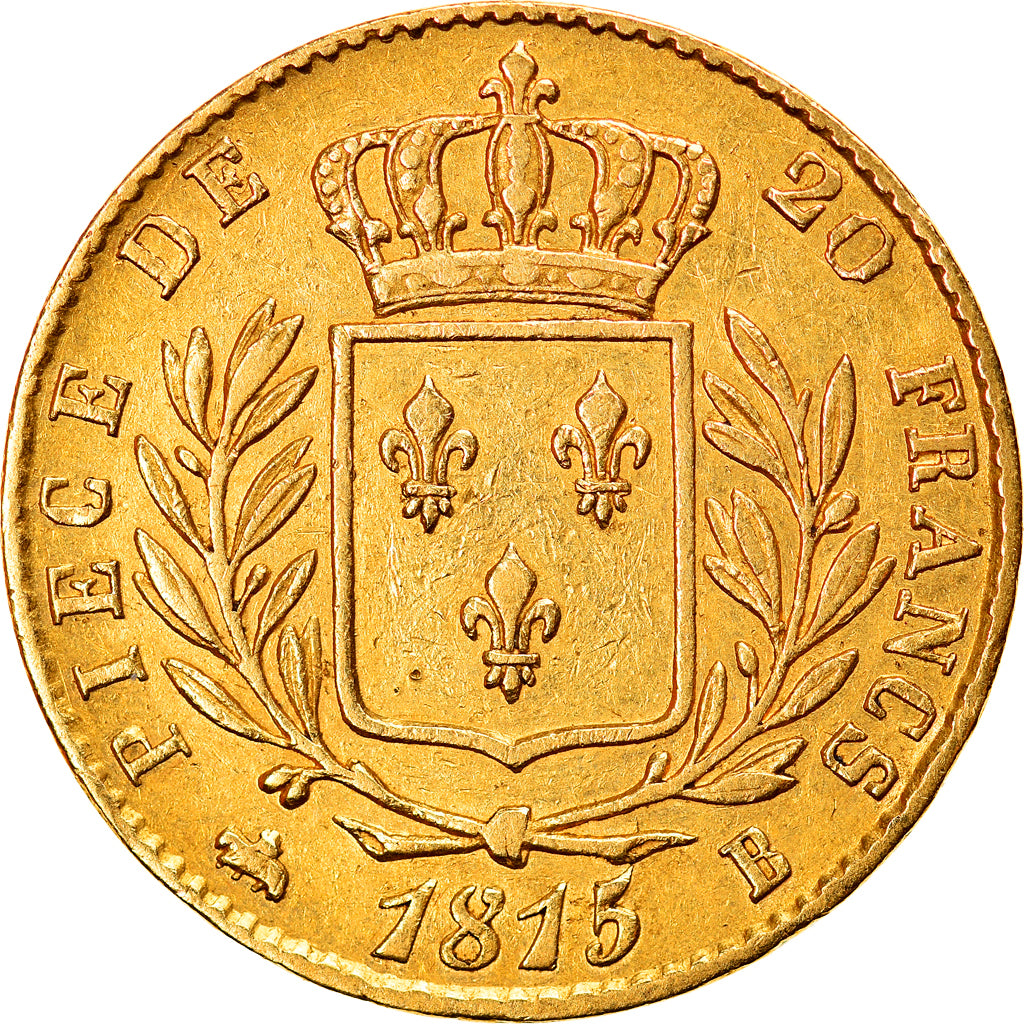 Coin, France, Louis XVIII, Louis XVIII, 20 Francs, 1815, Rouen, EF(40-45), Gold