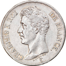 Moeda, França, Charles X, 5 Francs, 1826, Paris, VF(30-35), Prata, KM:720.1