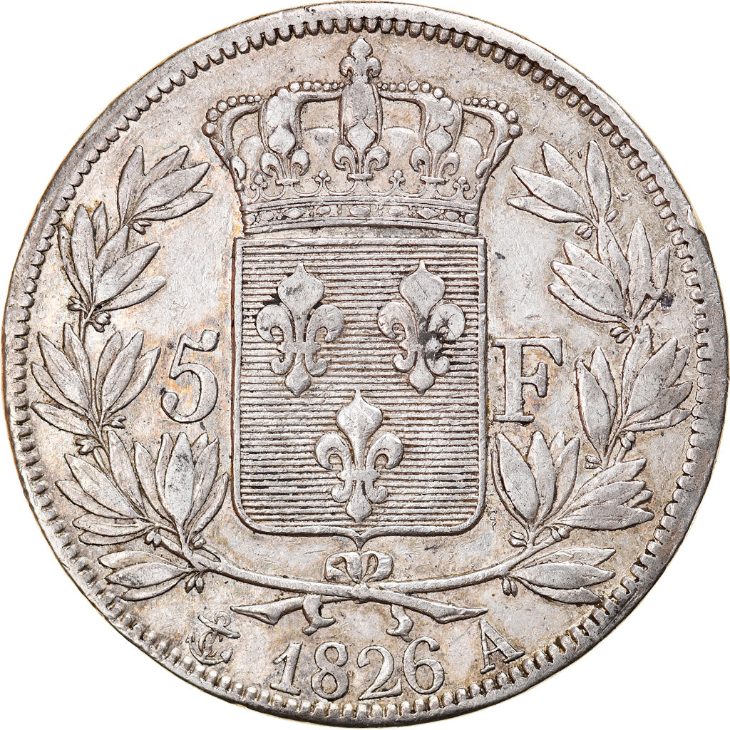 Coin, France, Charles X, 5 Francs, 1826, Paris, VF(30-35), Silver, KM:720.1
