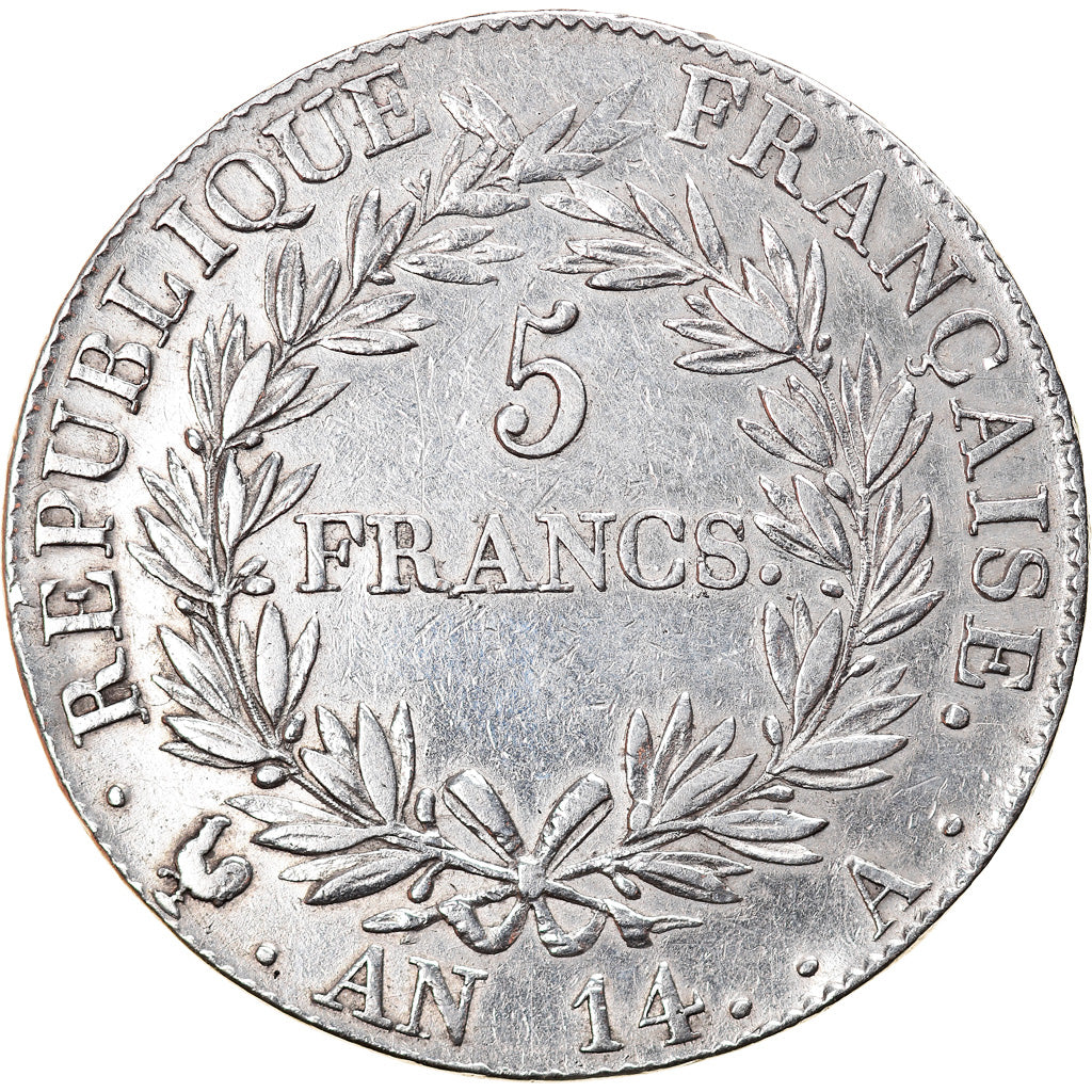 Coin, France, Napoléon I, 5 Francs, AN 14, Paris, EF(40-45), Silver, KM:662.1