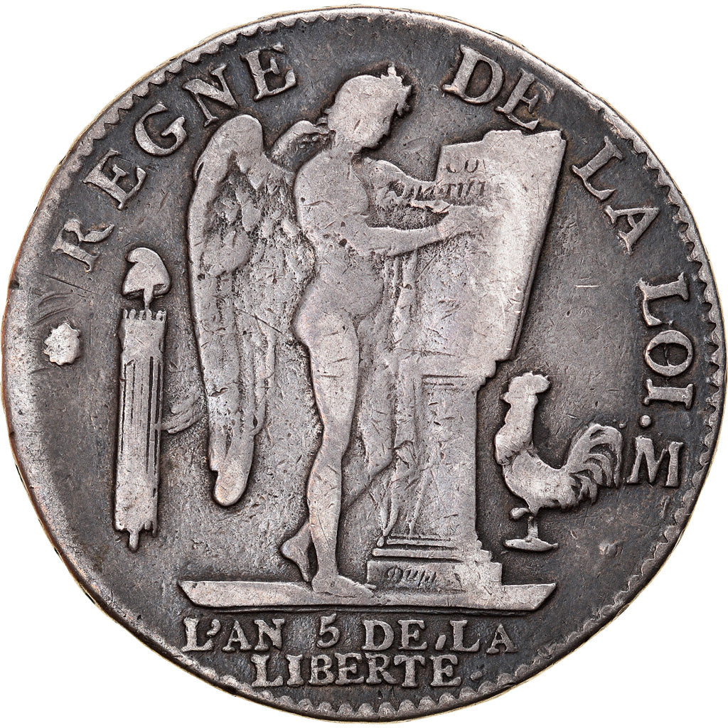 Moneta, Francia, Écu de 6 livres françois, ECU, 6 Livres, 1793, Toulouse, MB+