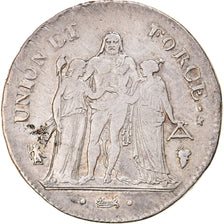 Moneta, Francja, Union et Force, 5 Francs, AN 5, Perpignan, EF(40-45), Srebro