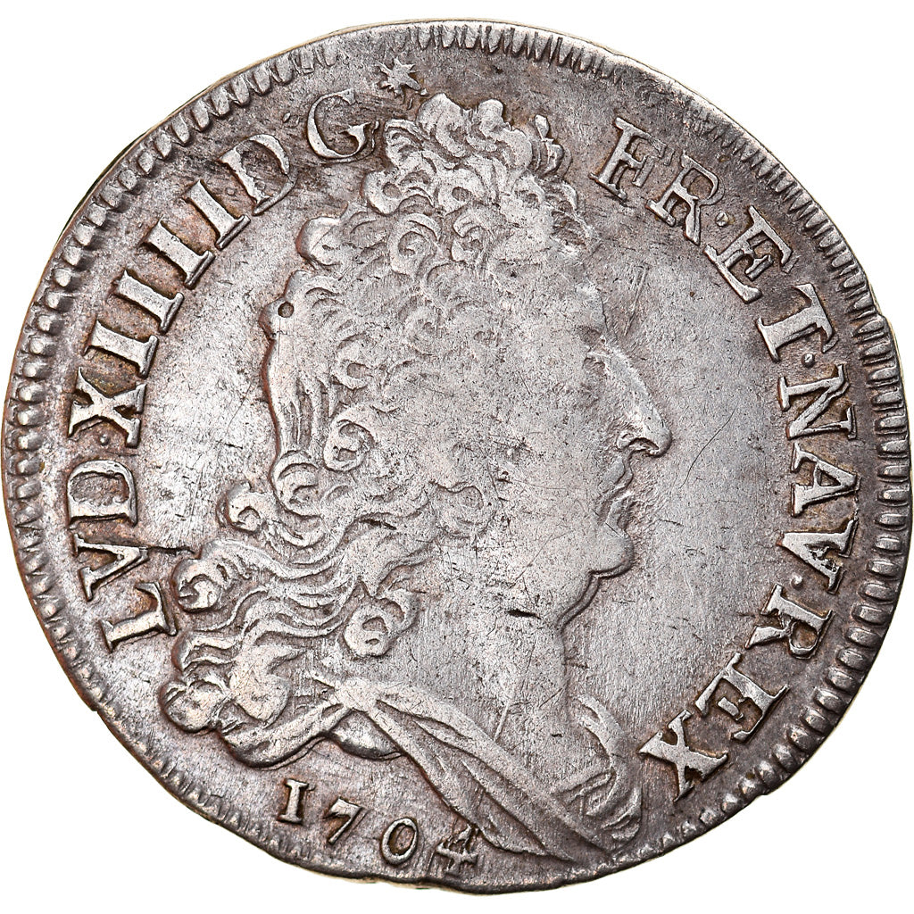Moeda, França, Louis XIV, 10 Sols aux insignes, 10 Sols-1/8 Ecu, 1704, Paris