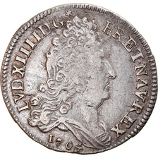 Moeda, França, Louis XIV, 10 Sols aux insignes, 10 Sols-1/8 Ecu, 1704, Paris