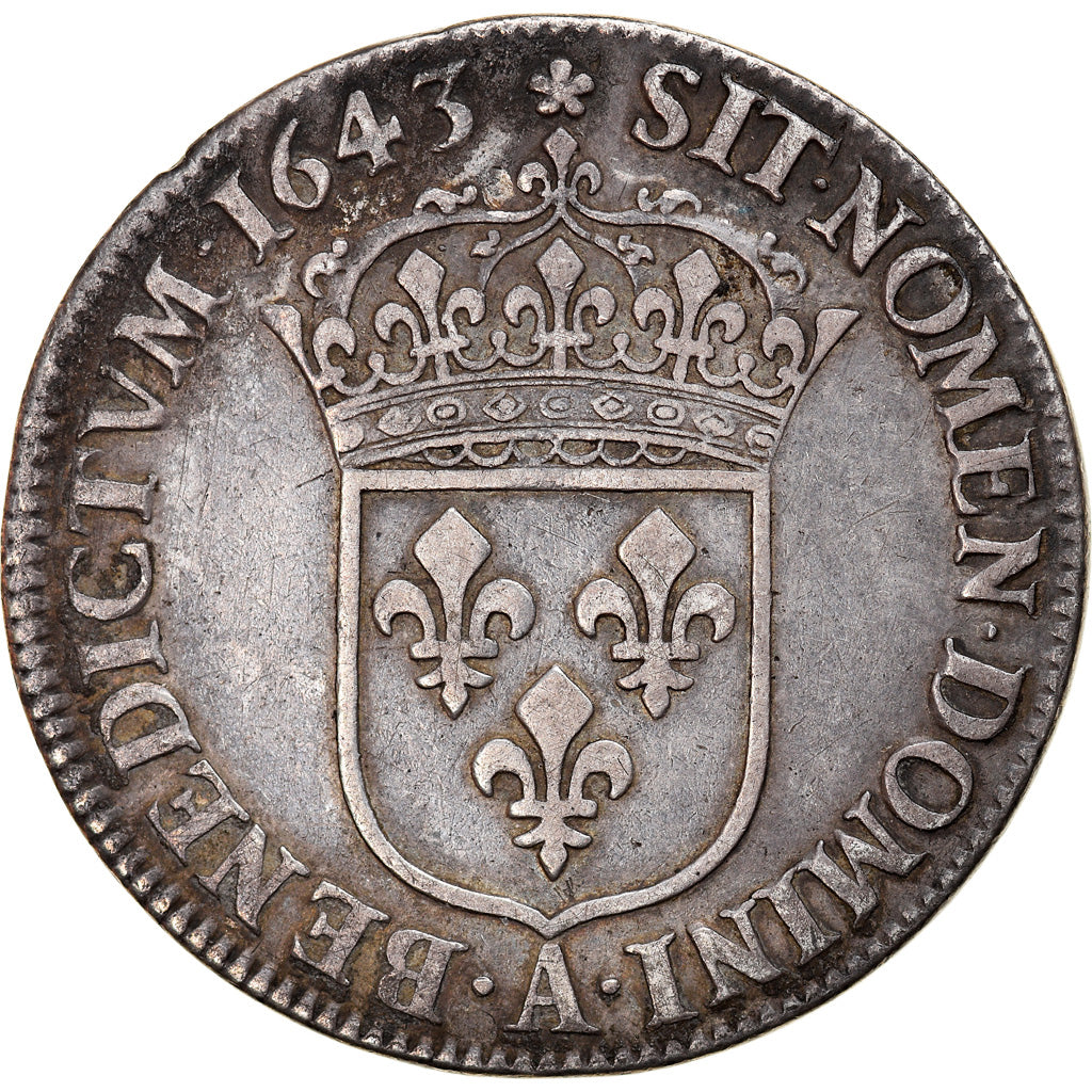 Coin, France, Louis XIII, 1/4 Écu 2e poinçon de Warin, buste drapé et