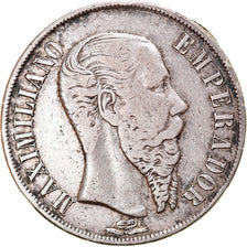 Moneta, Messico, Maximilian, Peso, 1866, Mexico City, MB, Argento, KM:388.1