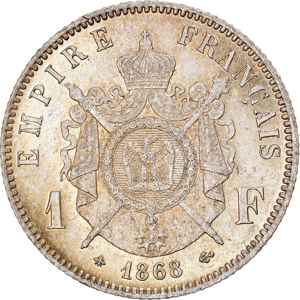 Moneda, Francia, Napoleon III, Napoléon III, Franc, 1868, Paris, SC, Plata