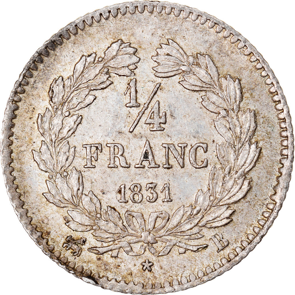 Moneda, Francia, Louis-Philippe, 1/4 Franc, 1831, Rouen, MBC+, Plata, KM:740.2