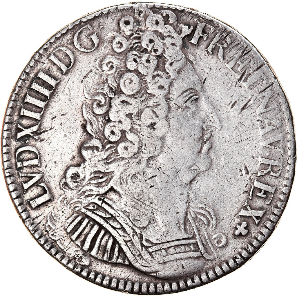 Moneta, Francia, Louis XIV, Écu aux 3 couronnes, Ecu, 1709, Tours, MB+