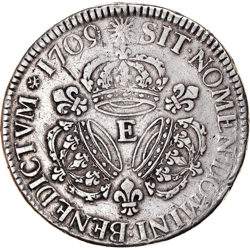 Moneta, Francia, Louis XIV, Écu aux 3 couronnes, Ecu, 1709, Tours, MB+