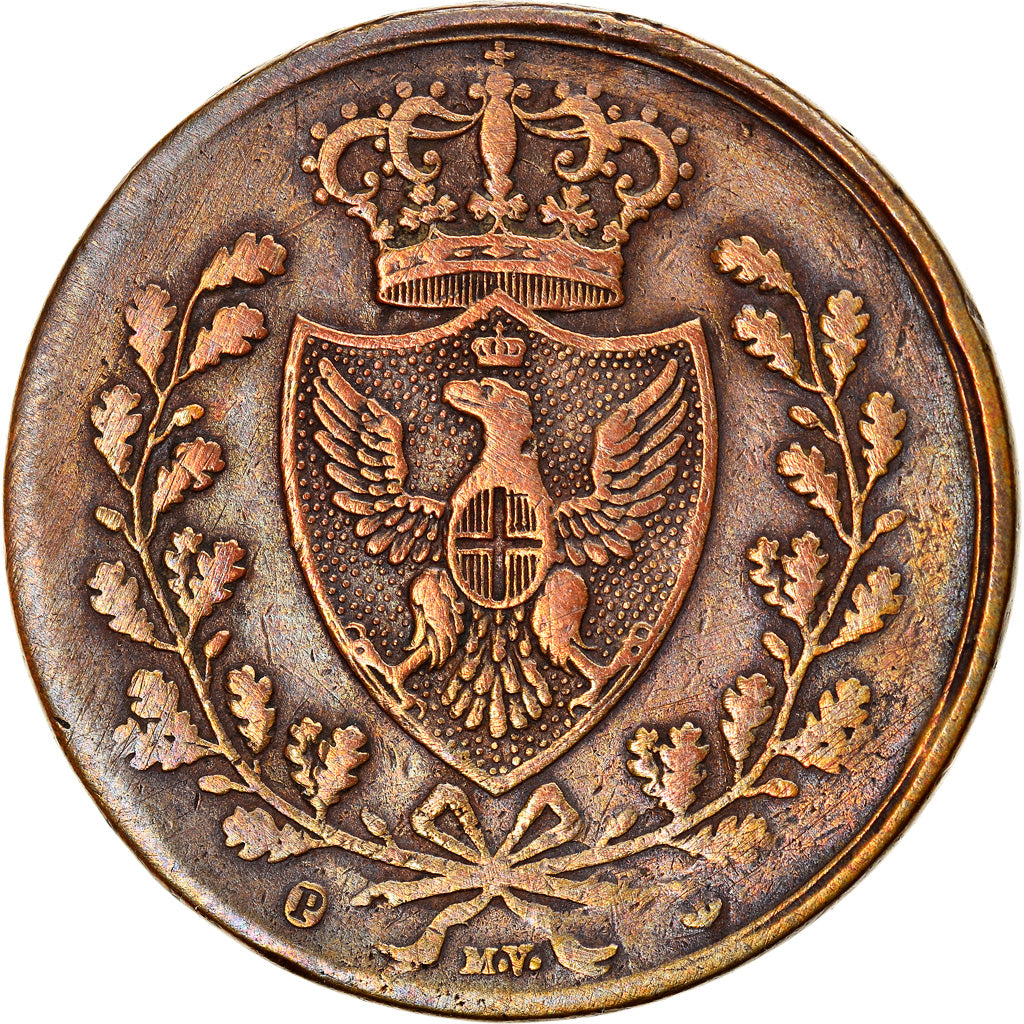 Munten, Italiaanse staten, SARDINIA, Carlo Felice, 5 Centesimi, 1826, Torino